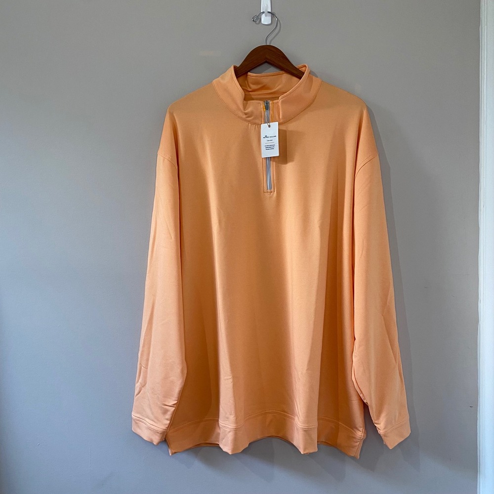 NEW Peter Millar Crown Sport Perth Stretch Quarter Zip Mens 4X Orange Pullover